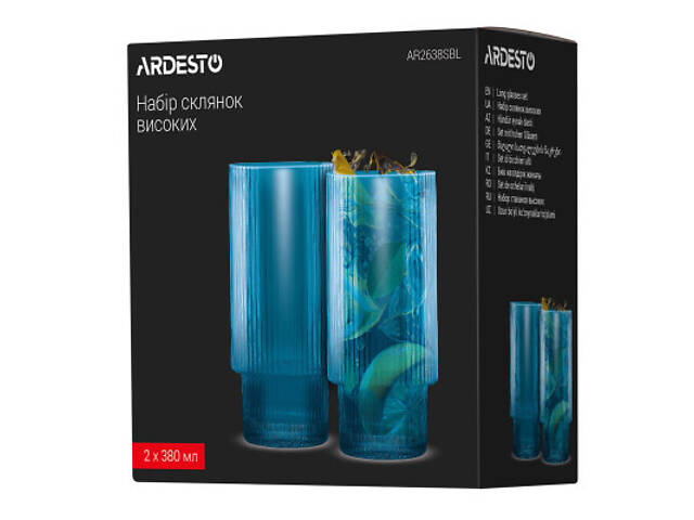 Набор стаканов Ardesto 380мл, 2шт, скло, блакитний (AR2638SBL) - Фото 7