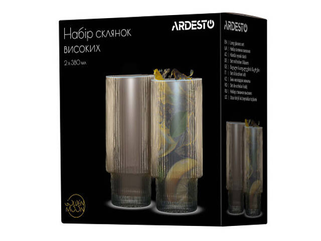 Набор стаканов Ardesto 380мл, 2шт, скло, золотистий (AR2638GG) - Фото 7