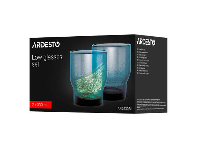 Набор стаканов Ardesto Bubble 300мл, 2шт, скло, синій (AR2630BL) - Фото 4