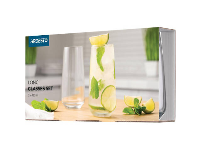 Набір склянок Ardesto Gloria Shine 480 мл 3 шт (AR2648GS) - Фото 3