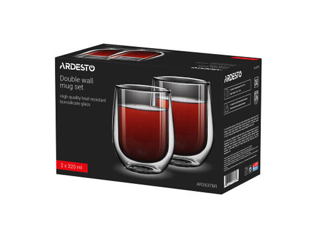 Набор стаканов Ardesto з подвійними стінками BR 320 мл 2 шт прозорий (AR2637BR) - Фото 2