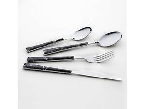 Набір столових приборів 24 предмети чорний мармур Maestro MR-1535-24-2В