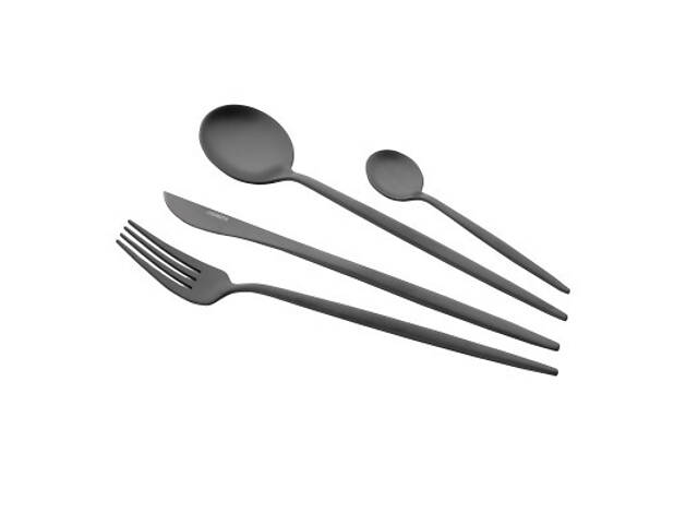 Набор столовых приборов Ardesto Black Mars Trento, 4 прибори, нержавіюча сталь, чорний (AR0704TB) - Фото 1