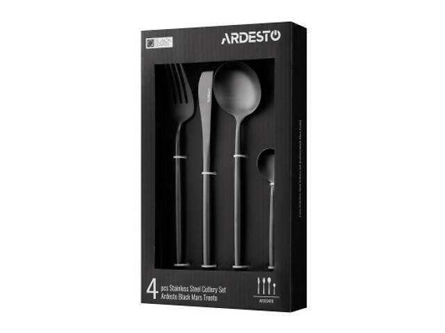 Набор столовых приборов Ardesto Black Mars Trento, 4 прибори, нержавіюча сталь, чорний (AR0704TB) - Фото 6