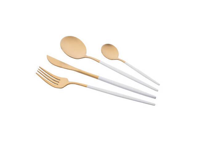 Набор столовых приборов Ardesto Gemini Lecco, 4 прибори, нержавіюча сталь, золотисто-білий (AR0704LW) - Фото 1