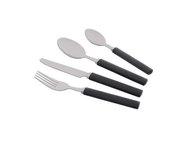 Набор столовых приборов Ardesto Gemini Spoleto, 16 приборів, нержавіюча сталь, пластик, чорний (AR1916S) - Фото 1