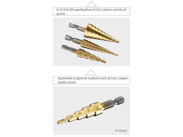 Набор ступенчатых сверл 3-12/20 мм 3 шт Kemei №956 - Фото 2