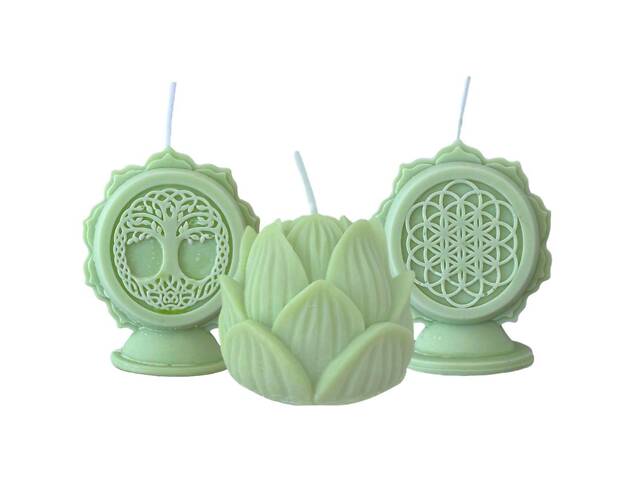 Набор свеч из соевого воска Rao Символы жизни 355 г Зеленый 20928 - Фото 1
