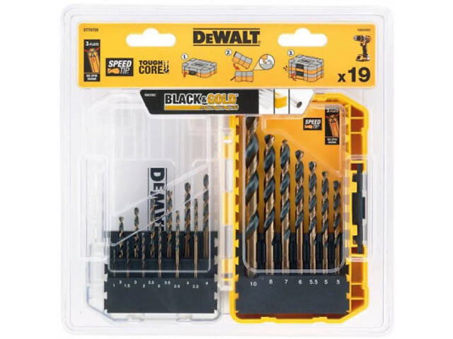 Набір свердлів DeWALT по металу Black&Gold HSS-G, 19 шт, кейс Tough Case (DT70728) - Фото 2