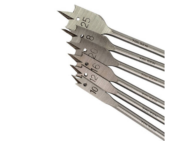 Набір свердл Tolsen плоских по дереву 6 шт 10, 12, 16, 18, 20, 25мм (75655) - Фото 7