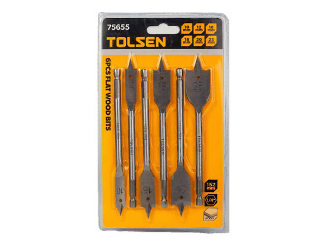 Набір свердл Tolsen плоских по дереву 6 шт 10, 12, 16, 18, 20, 25мм (75655) - Фото 8