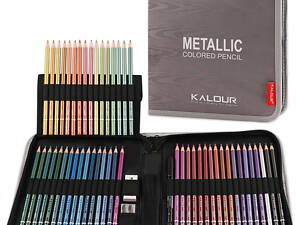 Набір кольорових олівців Kalour Metallic 50 кольорів з ефектом Металік.