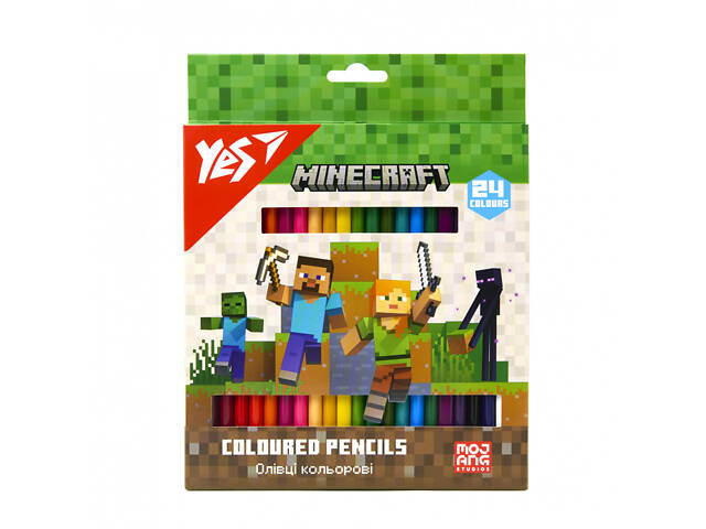 Набор цветных карандашей YES Minecraft 290770 24 цветов - Фото 1