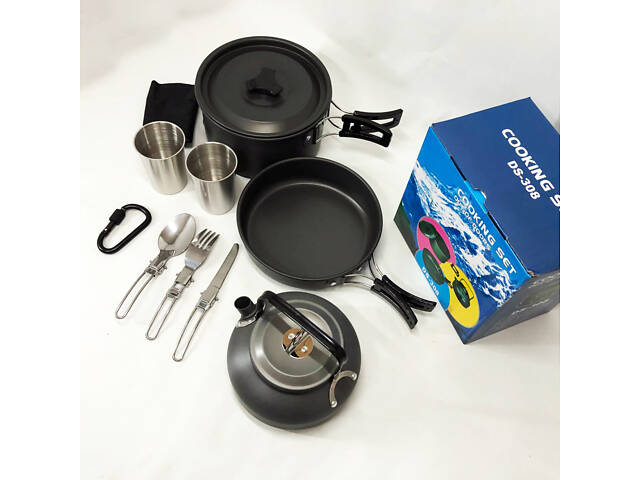 Набір туристичного посуду зі столовими приладами HALIN DS-308, Похідний посуд для пальників - Фото 17