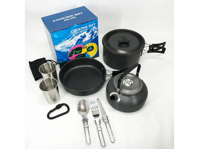 Набір туристичного посуду зі столовими приладами HALIN DS-308, Похідний посуд для пальників - Фото 15