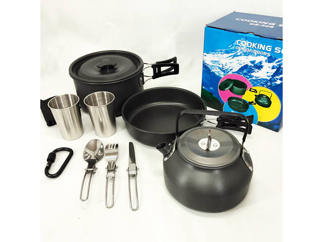 Набір туристичного посуду зі столовими приладами HALIN DS-308, Похідний посуд для пальників - Фото 14