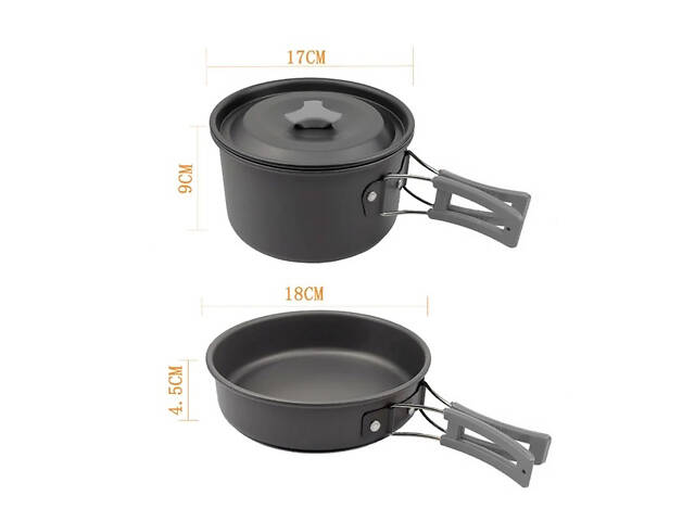 Набір туристичного посуду зі столовими приладами HALIN DS-308, Похідний посуд для пальників - Фото 4