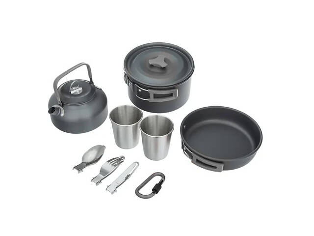 Набір туристичного посуду зі столовими приладами HALIN DS-308, Похідний посуд для пальників - Фото 5
