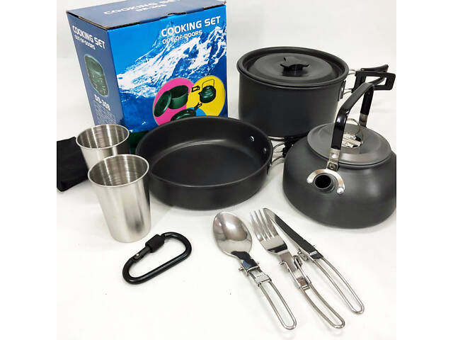 Набір туристичного посуду зі столовими приладами HALIN DS-308, Похідний посуд для пальників - Фото 8