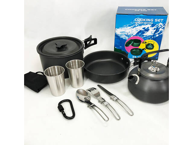 Набір туристичного посуду зі столовими приладами HALIN DS-308, Похідний посуд для пальників - Фото 11