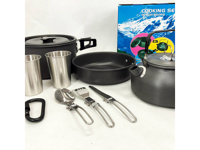 Набір туристичного посуду зі столовими приладами HALIN DS-308, Похідний посуд для пальників - Фото 12