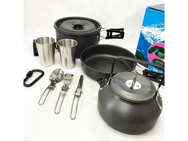 Набір туристичного посуду зі столовими приладами HALIN DS-308, Похідний посуд для пальників - Фото 13