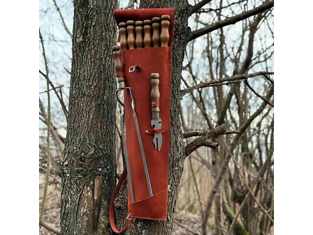 Набір в ексклюзивному шкіряному коричневому чохлі. - Фото 1