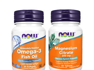 Набір вітамінів NOW Омега-3 1000 мг №30 + Магнію Цитрат 200мг №30 (CO004357)