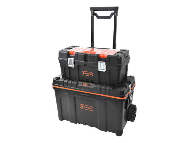 Набір ящиків 2в1 для інструментів на колесах з телескопічною ручкою пластиковий [INSBXBXBN027022PT0] Tactix - Фото 1