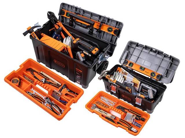 Набір ящиків 2в1 для інструментів на колесах з телескопічною ручкою пластиковий [INSBXBXBN027022PT0] Tactix - Фото 10