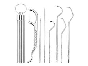 Набір інструментів для чищення зубів 7 шт + футляр метал