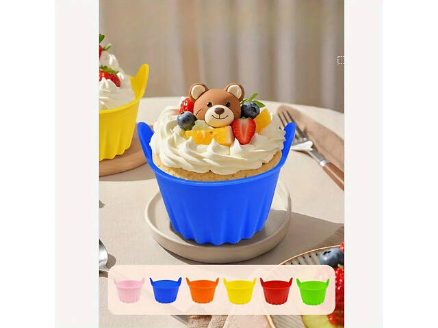 Набір з 10 силіконових порційних форм для випікання кексів і десертів - Фото 7