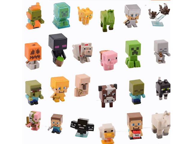 Набір із 12 міні-фігурок із світу Minecraft — колекція персонажів і мобів для гри та декору - Фото 1