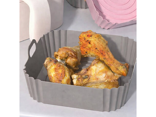 Набір із 3 багаторазових квадратних форм для аерогриля, духовки та мультипечі 21.5х21.5 см - Фото 2