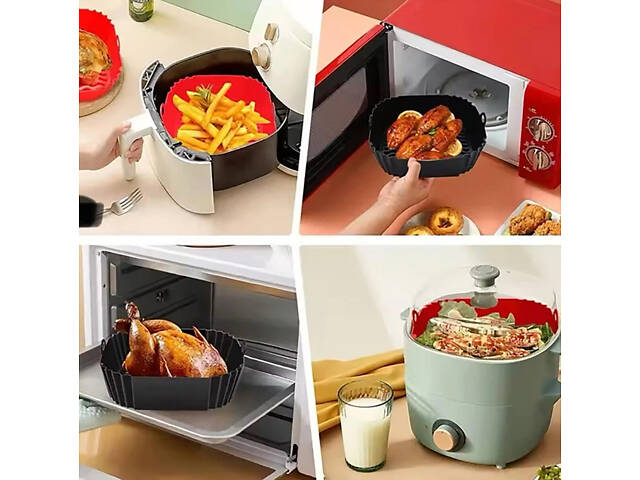 Набір із 3 багаторазових квадратних форм для аерогриля, духовки та мультипечі 21.5х21.5 см - Фото 9