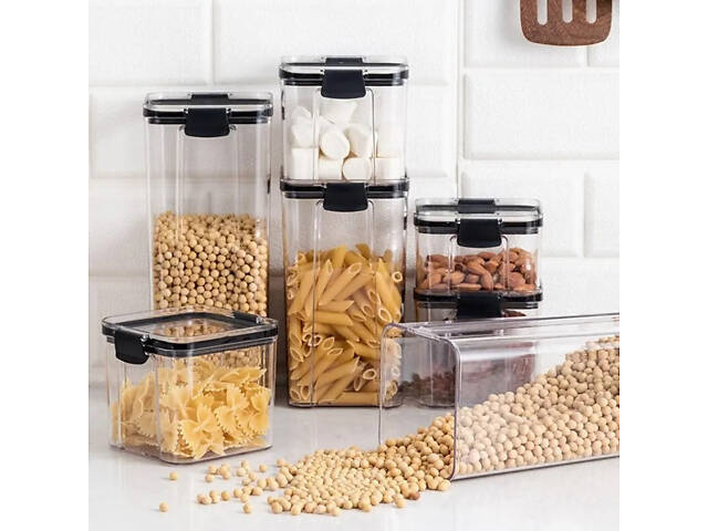 Набір з 7 контейнерів ємностей для сипучих продуктів та круп. - Фото 1