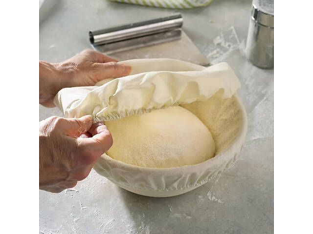 Набір із двох кошиків для вистоювання тіста хліба з натурального ротанга з тканинним чохлом (діаметр 20 см) - Фото 7