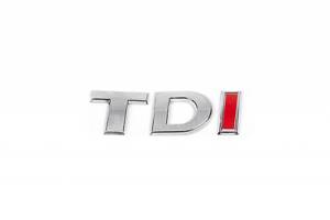 Надпись TDI (косой шрифт) TD - хром, I - красная для Volkswagen Golf 6