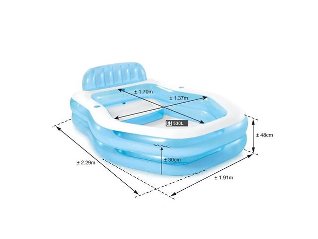 Надувний басейн з навісом Intex 57186 спинка сидіння 229-191-135см - Фото 5