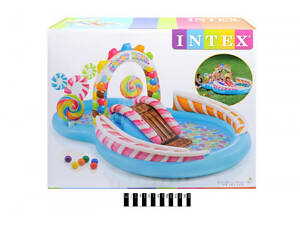 Надувний ігровий центр басейн з гіркою Карамель Intex 57149
