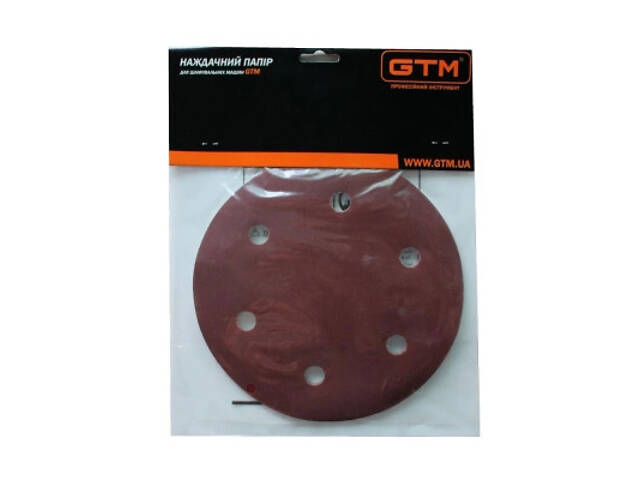 Наждачний папір GTM круг з отворами 215мм Р-240, липучка, 5шт. (SZB225V P240) - Фото 2