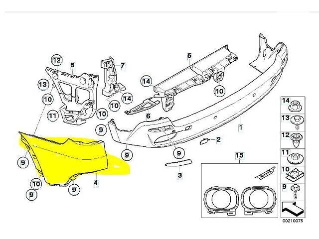 Накладка бампера заднего (угловая) декоротивная BMW X5 E70 (2007-2010) дорестайл, 51127158439