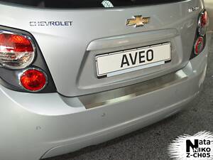 Накладка на бампер Chevrolet Aveo 2011- с загибом NataNiko