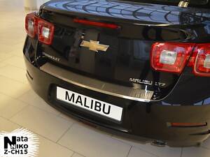 Накладка на бампер Chevrolet Malibu 2012- с загибом NataNiko