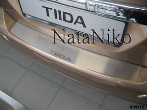 Накладка на бампер Nissan Tiida 5D 2007- без загиба NataNiko