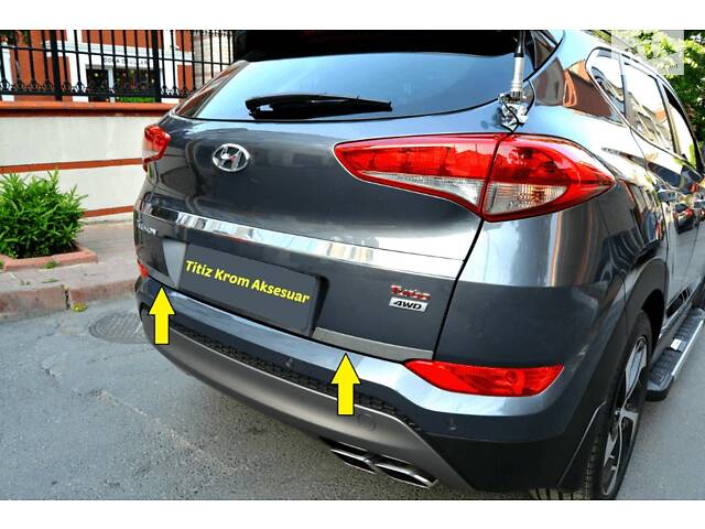 Накладка на кант багажника (2 части, нерж) для Hyundai Tucson TL 2016-2021 гг - Фото 1