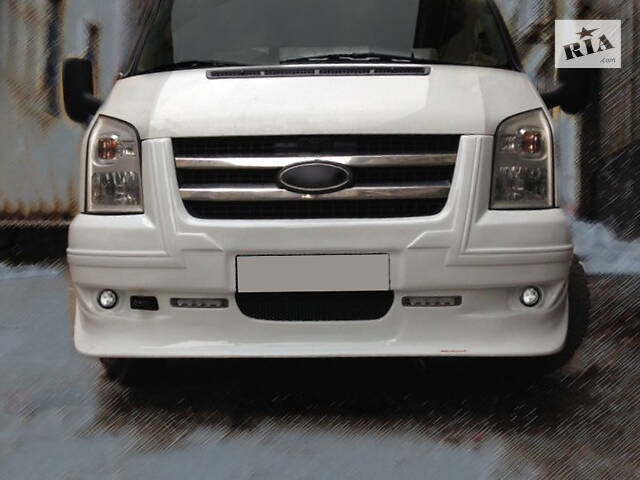 Накладка на передний бампер (2006-2014, DRL, с решеткой) для Ford Transit