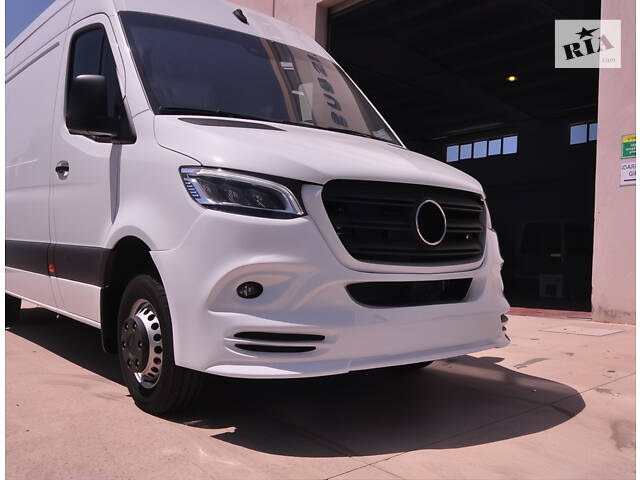 Накладка на передний бампер (под покраску) для Mercedes Sprinter 2018-2024 гг