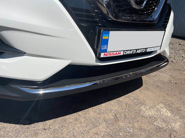 Накладка на передний бампер (2017-2025, нерж) Carmos - Турецкая сталь для Nissan Qashqai - Фото 2