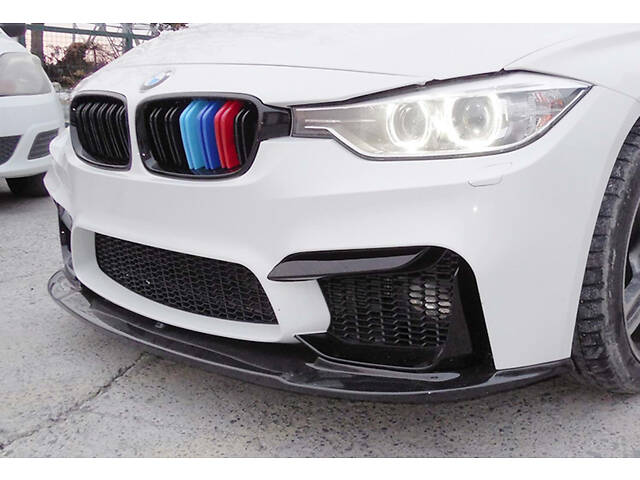 Накладка на передний бампер DPT Lip V-1 (для M4, черный глянец) для BMW 4 серия F-32 2012-2020 гг - Фото 5